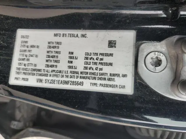 2022 TESLA MODEL 3