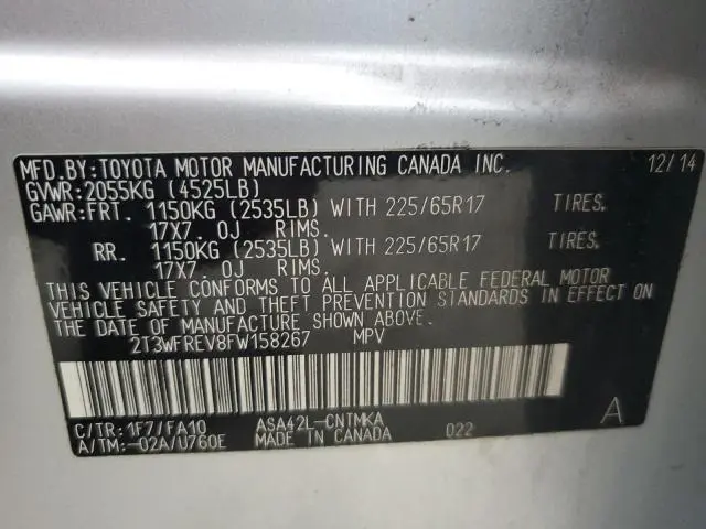 2015 TOYOTA RAV4 XLE