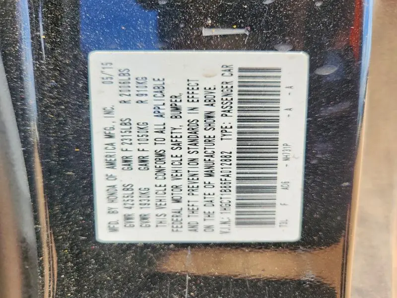 2015 HONDA ACCORD EXL  