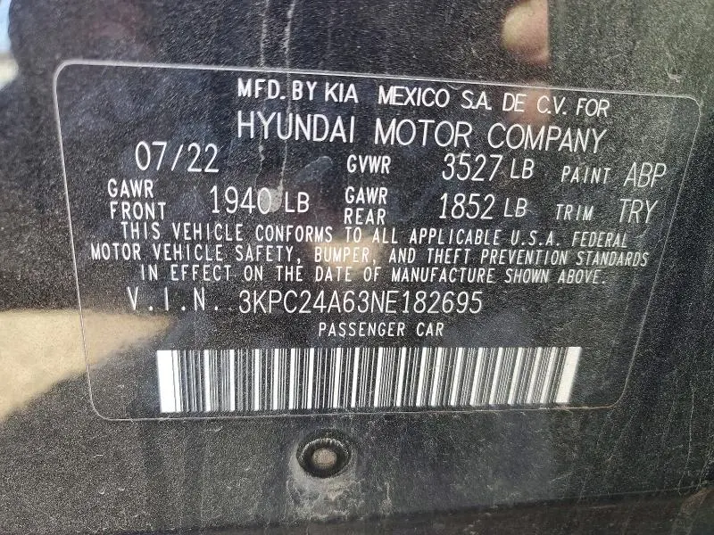 2022 HYUNDAI ACCENT SE  