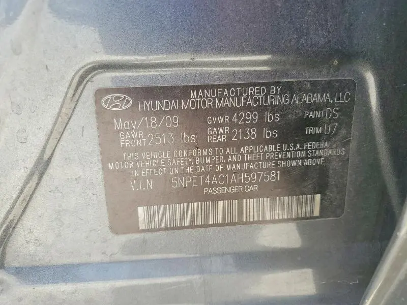 2010 HYUNDAI SONATA GLS  