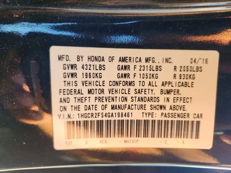 2016 HONDA ACCORD SPORT  
