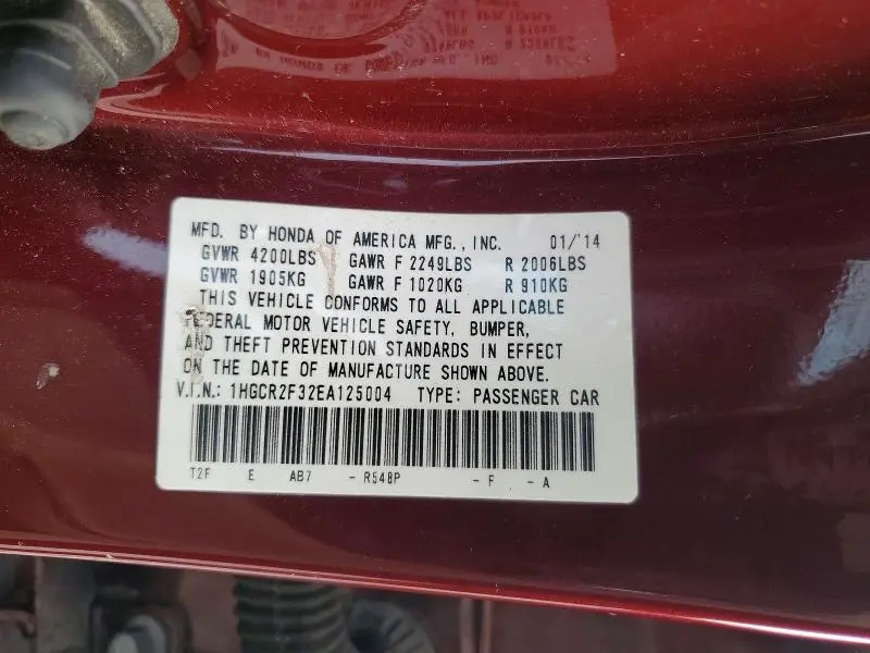 2014 HONDA ACCORD LX  
