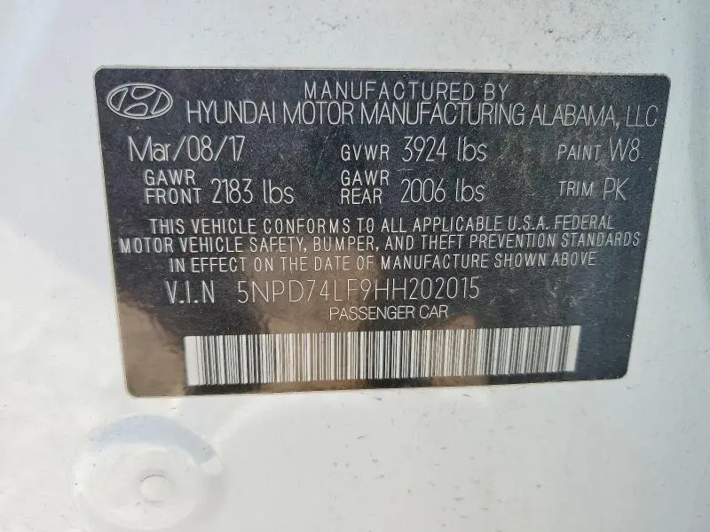 2017 HYUNDAI ELANTRA SE  