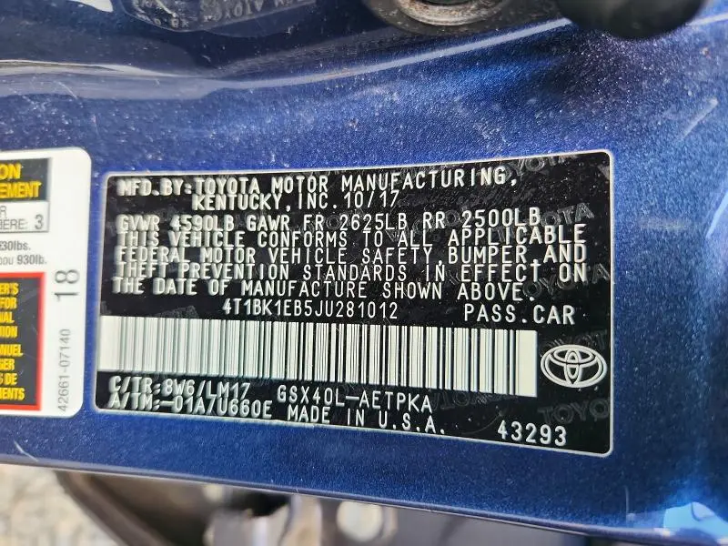2018 TOYOTA AVALON LIMITED  