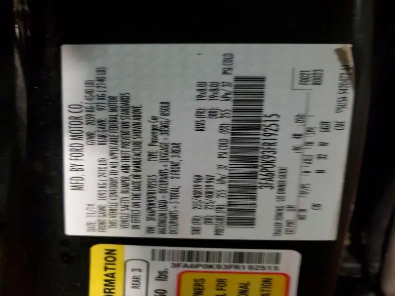 2015 FORD FUSION TITANIUM  