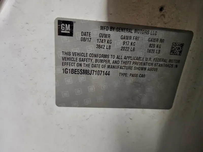 2018 CHEVROLET CRUZE LT  