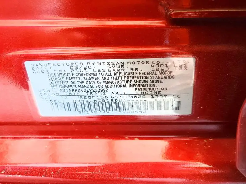 2020 NISSAN SENTRA SR  