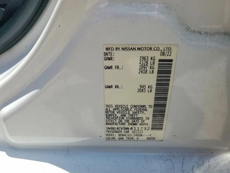 2022 NISSAN ALTIMA SR  