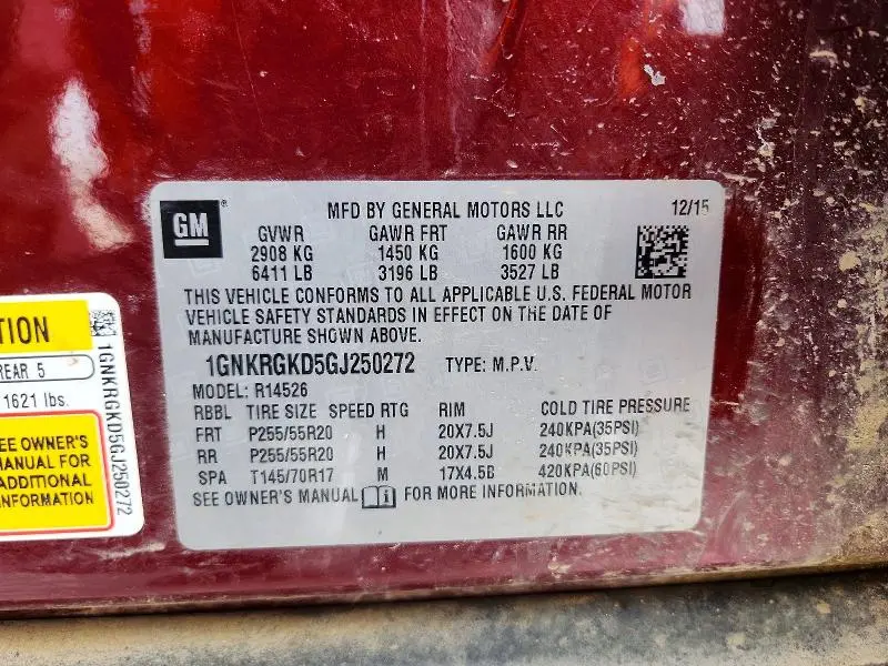 2016 CHEVROLET TRAVERSE LT  