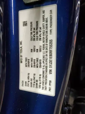 2024 TESLA MODEL 3   
