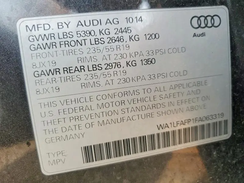 2015 AUDI Q5 PREMIUM PLUS  