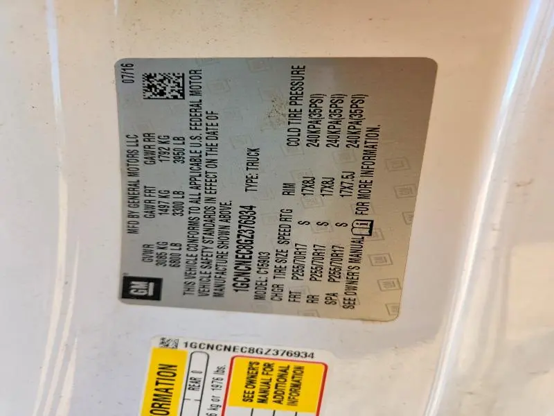 2016 CHEVROLET SILVERADO C1500  