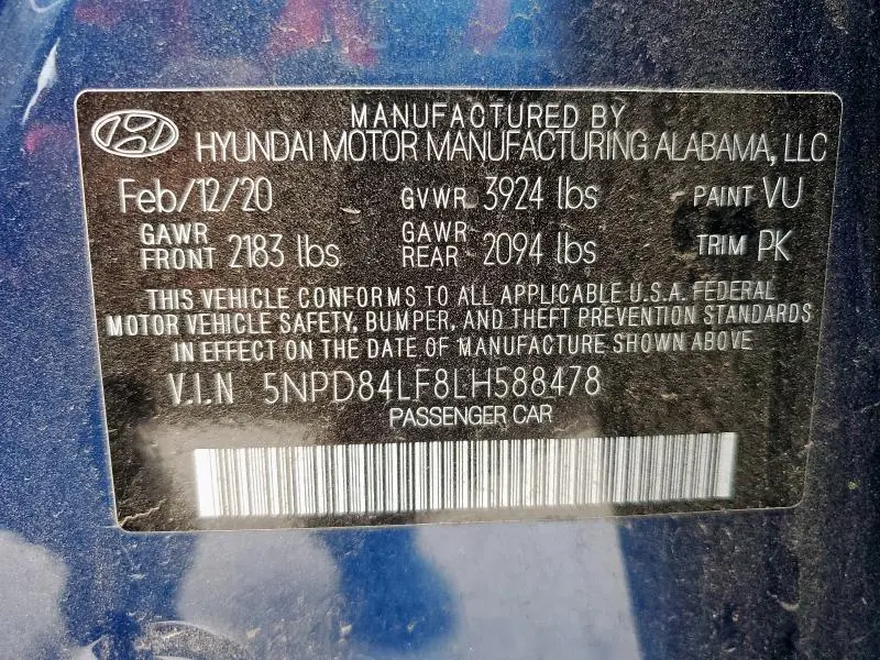 2020 HYUNDAI ELANTRA SEL