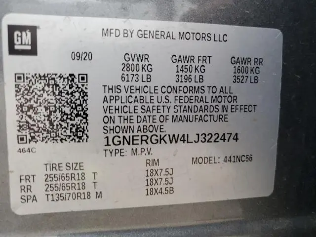 2020 CHEVROLET TRAVERSE LT  