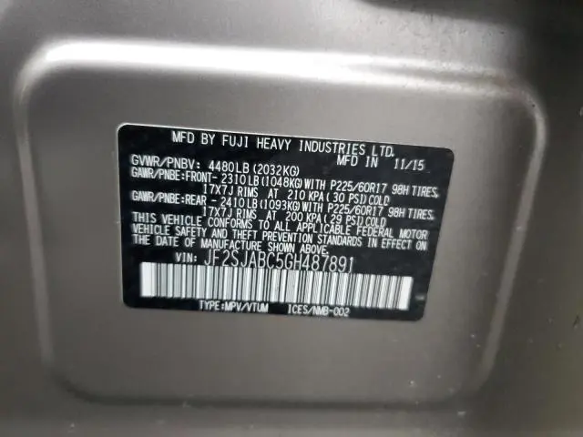 2016 SUBARU FORESTER 2.5I  