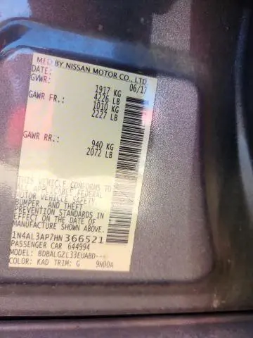 2017 NISSAN ALTIMA 2.5