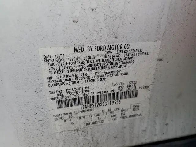 2012 FORD TAURUS SEL  