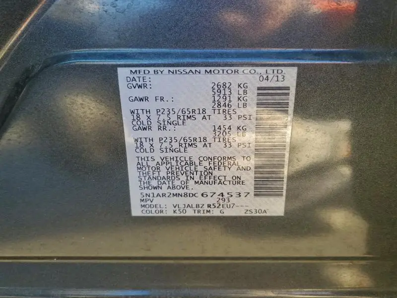 2013 NISSAN PATHFINDER S  