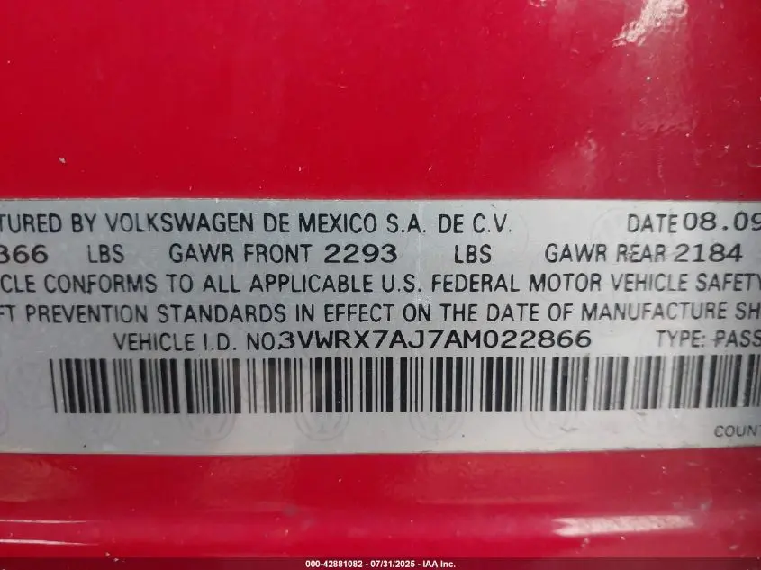 2010 VOLKSWAGEN JETTA SE