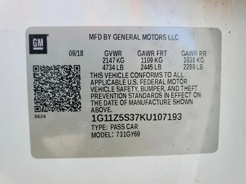 2019 CHEVROLET IMPALA LT  