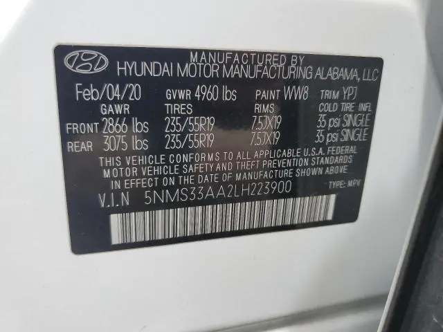 2020 HYUNDAI SANTA FE SEL  