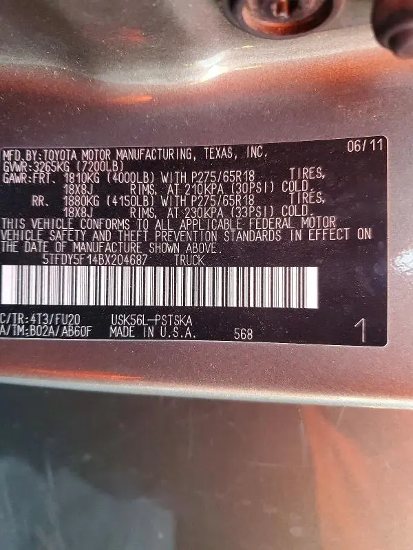 2011 TOYOTA TUNDRA CREWMAX SR5  