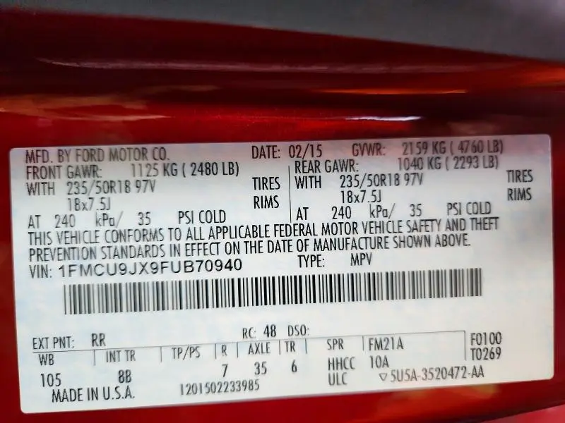 2015 FORD ESCAPE TITANIUM  