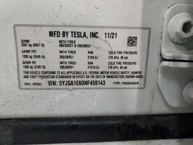 2022 TESLA MODEL S   