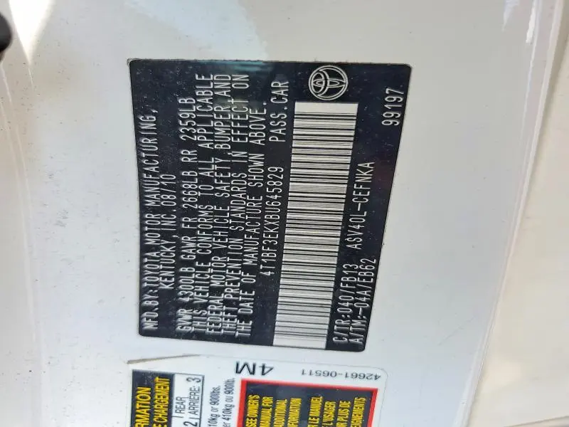 2011 TOYOTA CAMRY BASE  