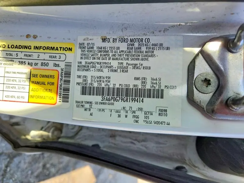 2016 FORD FUSION S  
