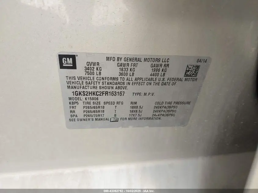 2015 GMC YUKON XL 1500 SLT