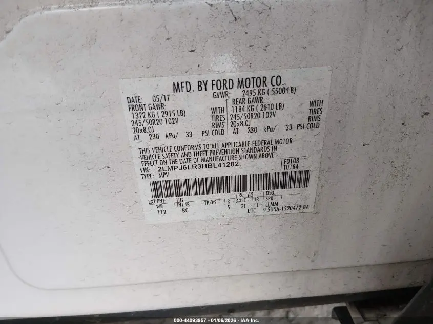 2017 LINCOLN MKX RESERVE