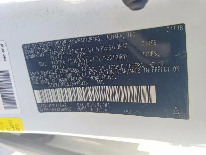 2018 TOYOTA SIENNA XLE 8-PASSENGER  