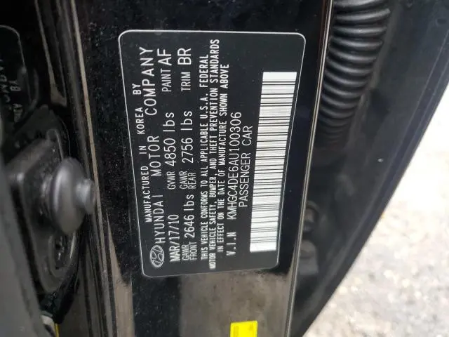 2010 HYUNDAI GENESIS 3.8L  