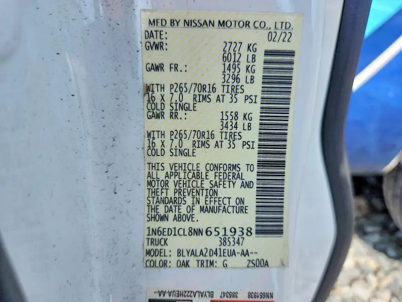 2022 NISSAN FRONTIER S  