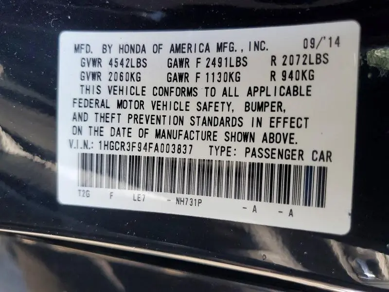 2015 HONDA ACCORD TOURING  