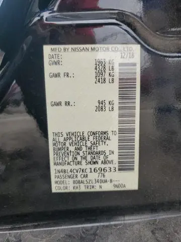 2019 NISSAN ALTIMA SR  