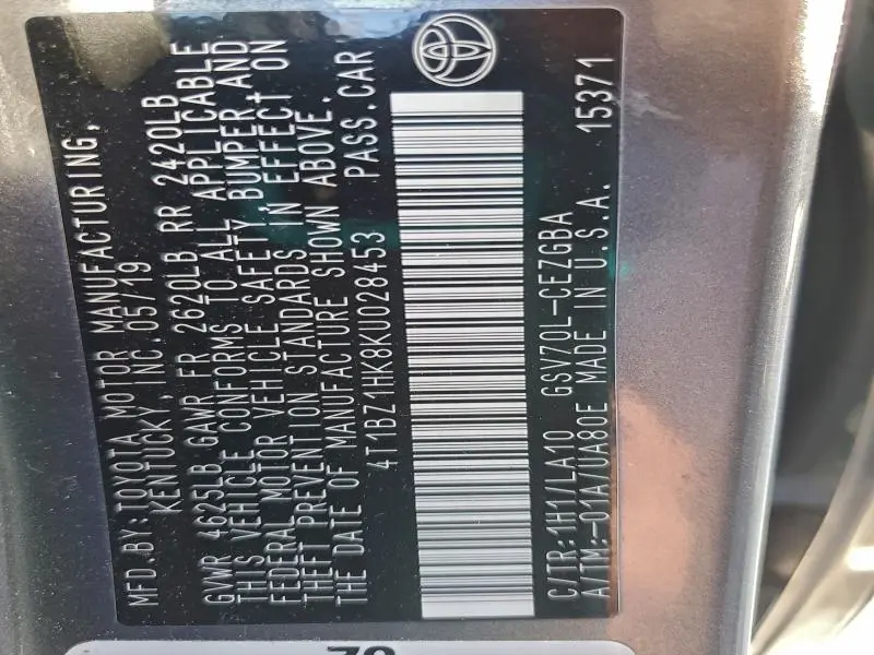 2019 TOYOTA CAMRY XSE  