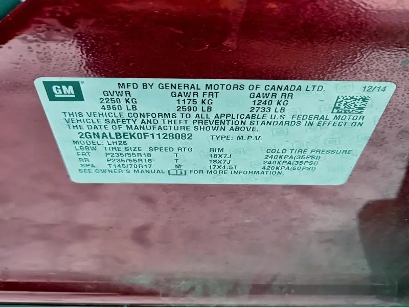 2015 CHEVROLET EQUINOX LT  