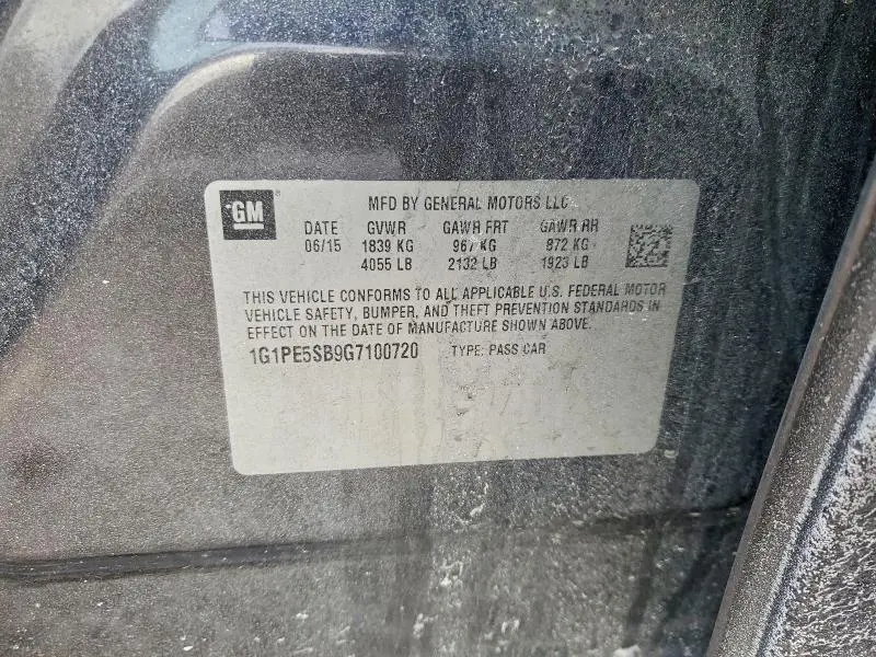 2016 CHEVROLET CRUZE LIMITED LT  