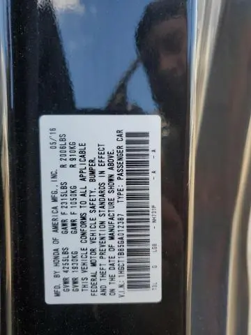 2016 HONDA ACCORD EXL  