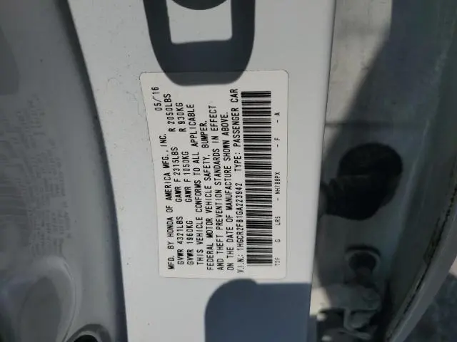 2016 HONDA ACCORD EXL  