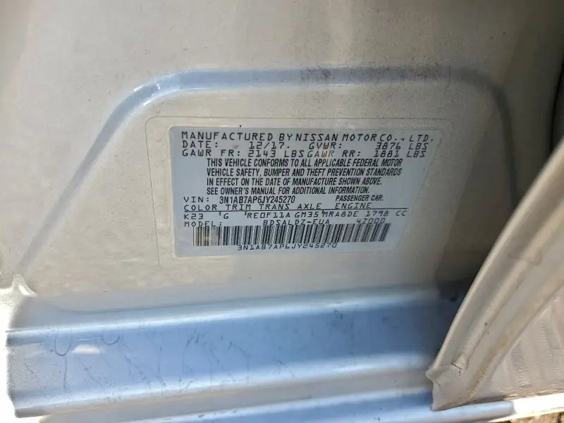 2018 NISSAN SENTRA S  