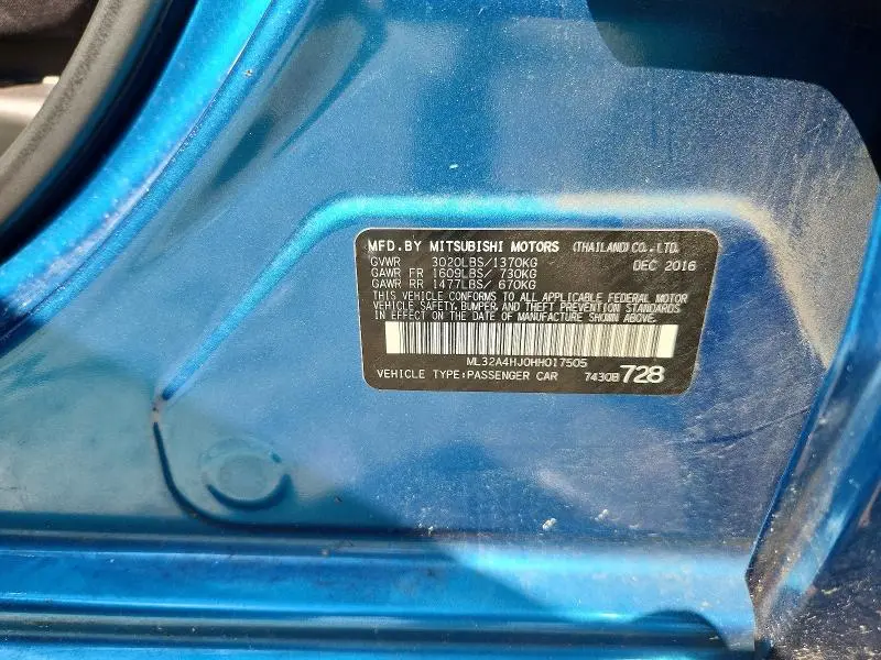 2017 MITSUBISHI MIRAGE SE  