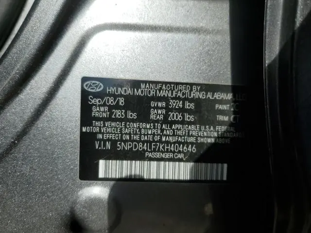 2019 HYUNDAI ELANTRA SEL  