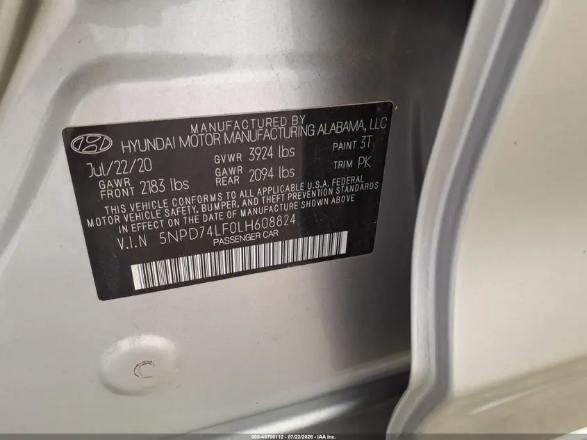 2020 HYUNDAI ELANTRA SE