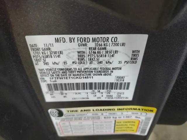 2012 FORD F150 SUPERCREW  