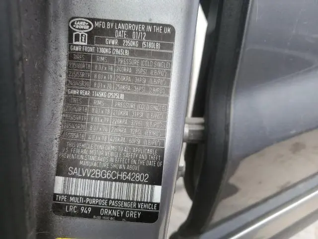 2012 LAND ROVER RANGE ROVER EVOQUE PRESTIGE PREMIUM  