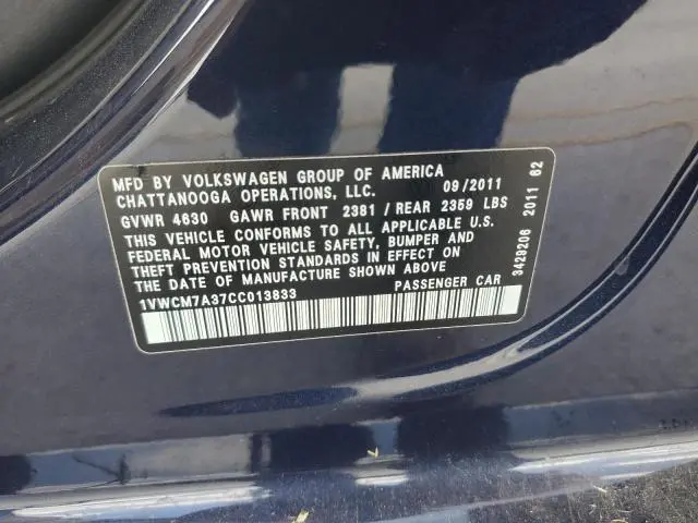 2012 VOLKSWAGEN PASSAT SEL  